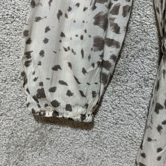 Rails Ora Puma Long Sleeve Rayon Dress Size Small Neutral Animal Print Ruffled - Picture 5 of 15